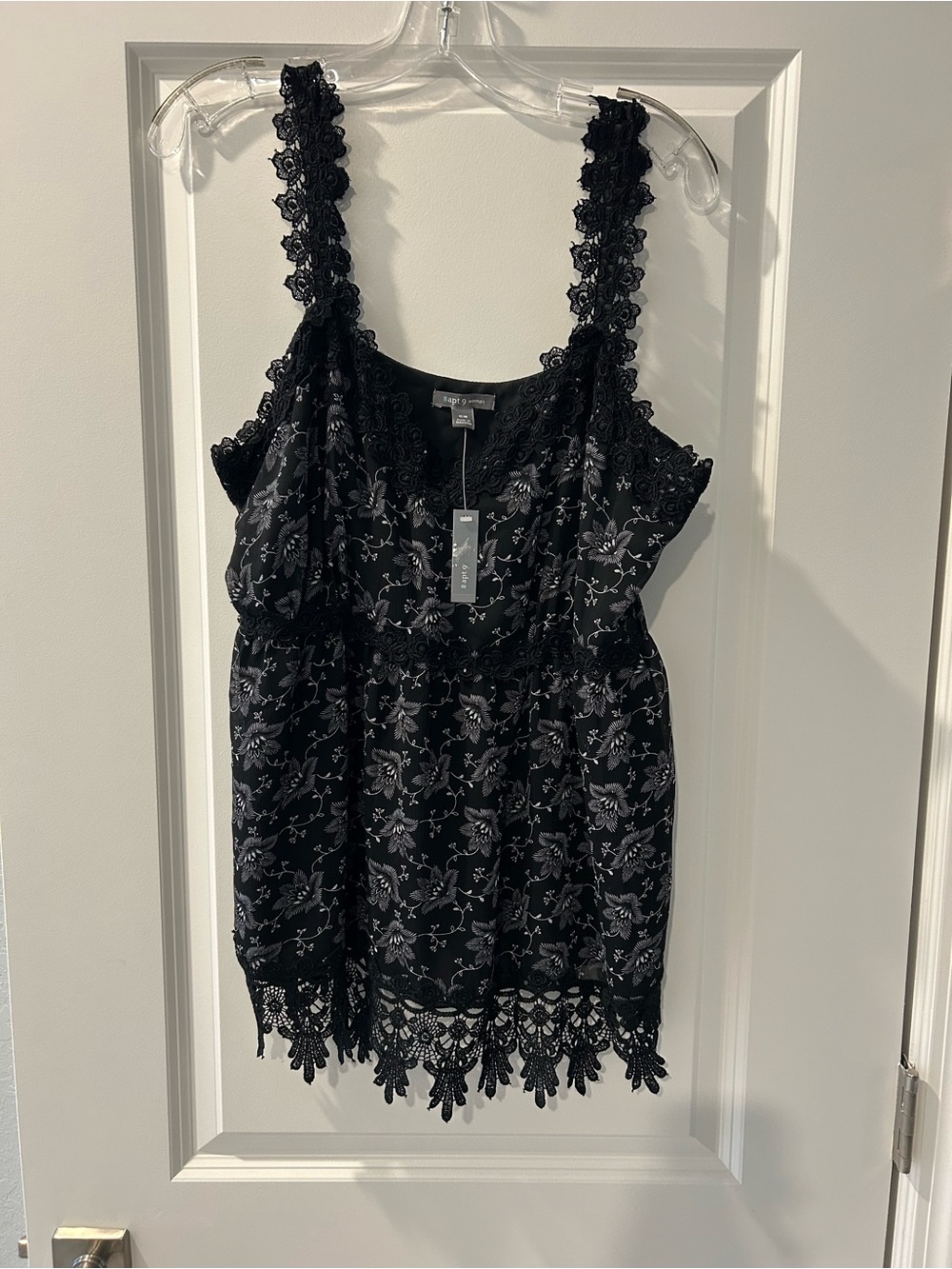 Apt. 9 Black Floral Lace-Trim Camisole